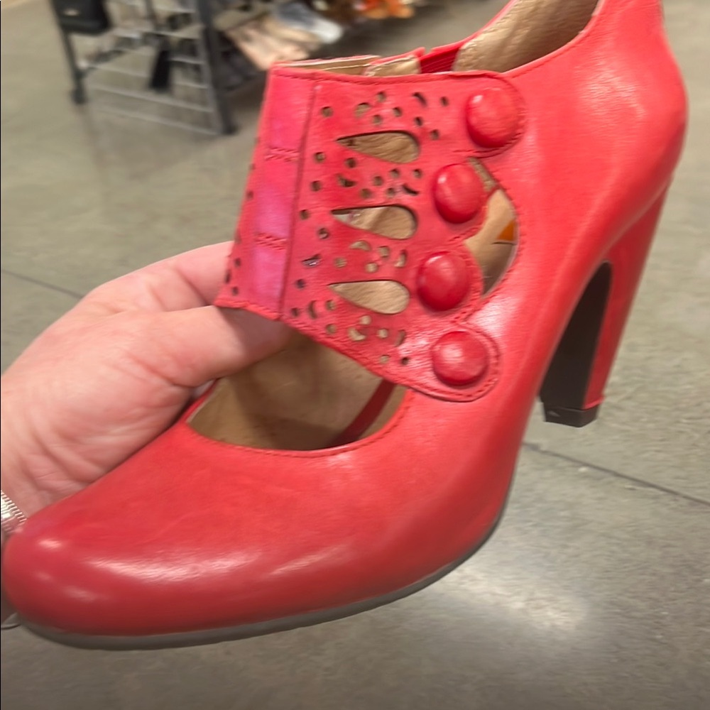 Miz Mooz Red Vintage Heels with Chunky Heel